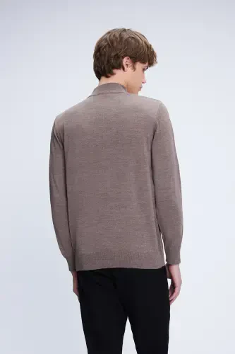 Mink Regular Fit Plain Turtleneck Wool Knit - 5