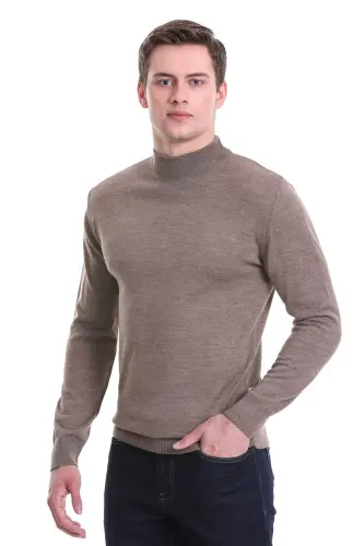 Mink Regular Fit Plain Turtleneck Wool Knit - HATEMOĞLU (1)