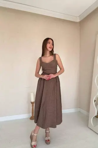 Mink Ruched Side Bustier Dress - BÜYÜKBEDENIZ (1)