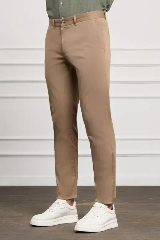 Mink Slim Fit Narrow Cut Chino Side Pocket Men's Trousers - 2