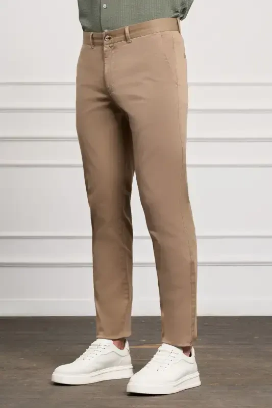 Mink Slim Fit Narrow Cut Chino Side Pocket Men's Trousers-A.Mink - 2