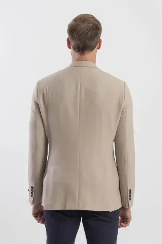 Mink Slim Fit Patterned Peak Lapel Blazer - 4