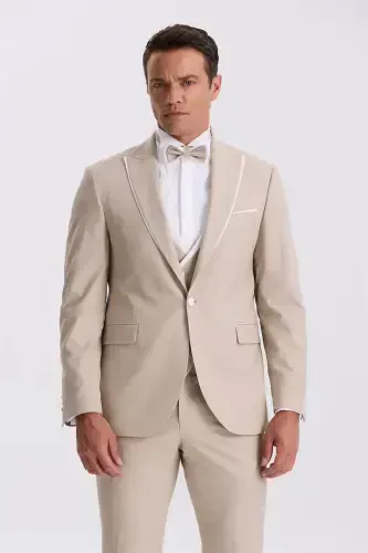 Mink Slim Fit Qaldirg'ochli Yelekli Smokin Kuyev To'plami - Modazone (1)