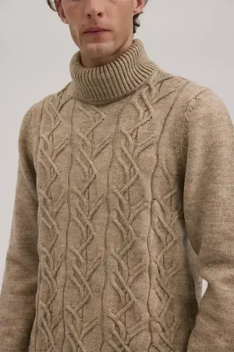 Mink Slim Fit Turtleneck Knit Sweater - 3