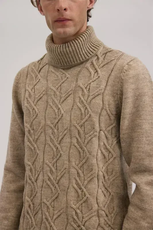 Mink Slim Fit Turtleneck Knit Sweater - 3