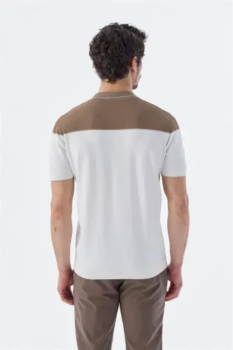 Mink Slim Fit Zippered Polo Neck T-Shirt - 4