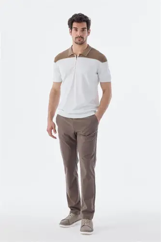 Mink Slim Fit Zippered Polo Neck T-Shirt 