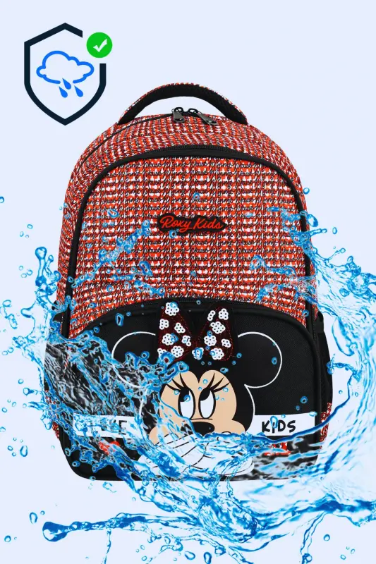 Minnie Mouse 3-Piece Set Elementary School Bag, Thermal Lunch Bag, and Pencil Case Set - Black - 3