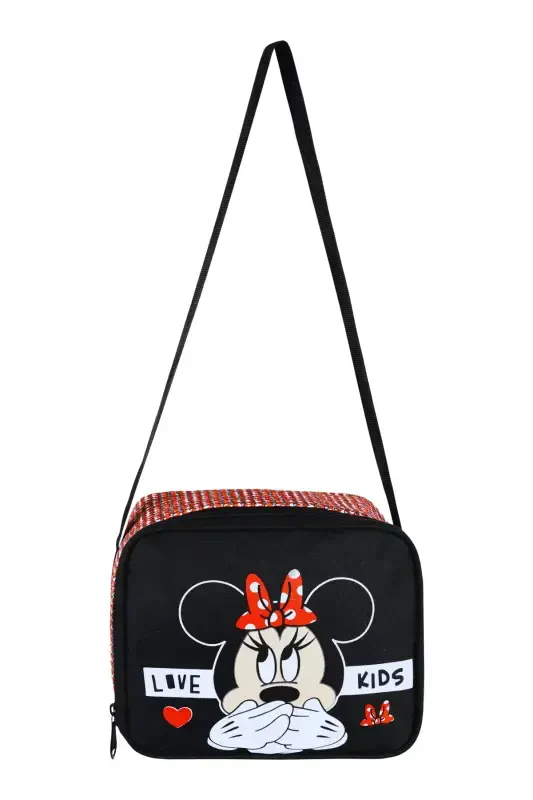 Minnie Mouse 3'li Set Boshlang'ich Maktab Sumkasi, Termal Tushlik Sumkasi Va Qalam Qutisi Seti-Qora - 6