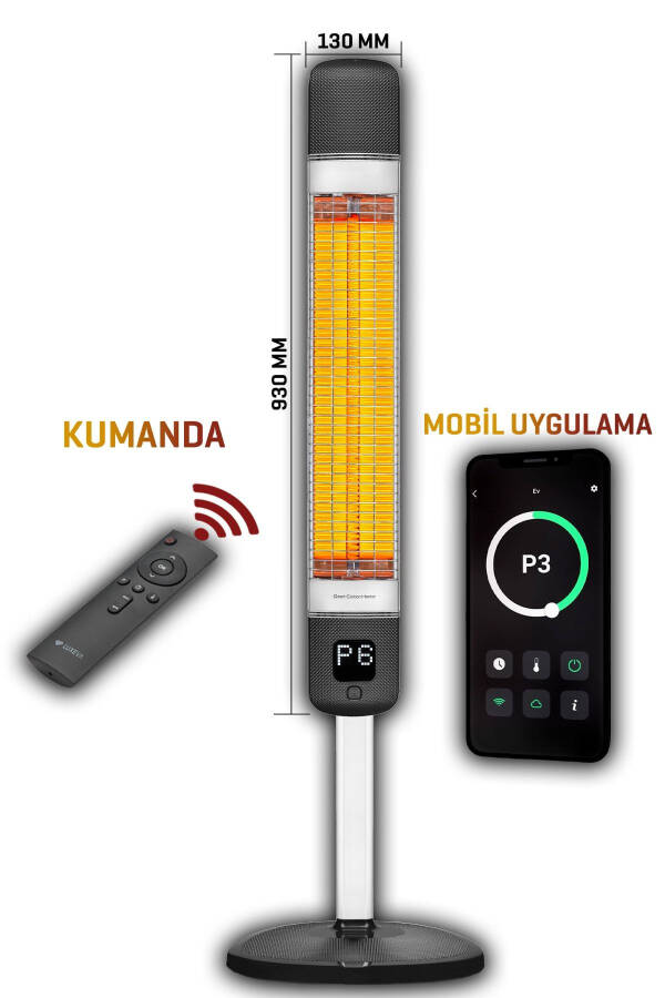 Minoralar shaklidagi elektr isitish moslamasi Smart-fr Black Aqlli Uglerod Infraqizil Su o'tkazmaydigan Ip55 2500w - 1