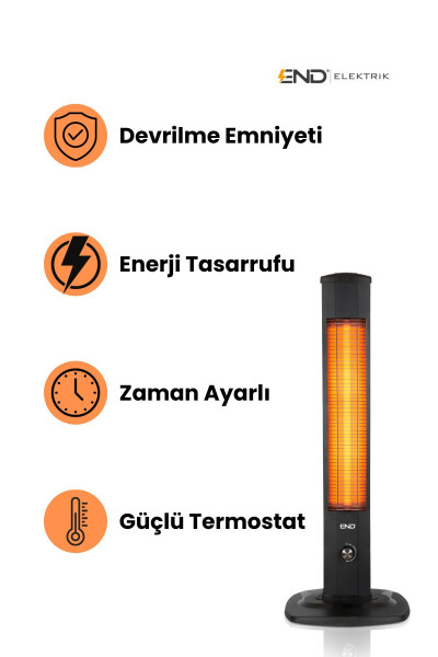 Kule Tipi Mikatronik Dik Isıtıcı 2000w Termostatlı Devrilme Emniyetli Elektrikli Soba - 3