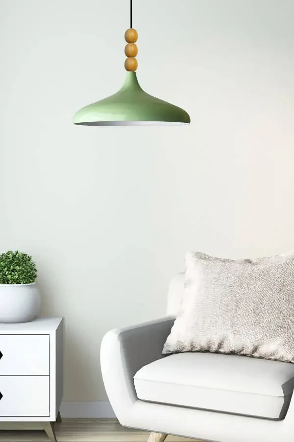 Mint Champion Ahşap Boncuklu Tekli Avize Sarkıt Salon Mutfak Butik Lamba-mint - 9