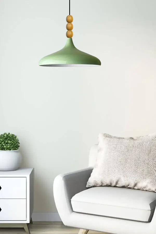 Mint Champion Ahşap Boncuklu Tekli Avize Sarkıt Salon Mutfak Butik Lamba-mint - 2