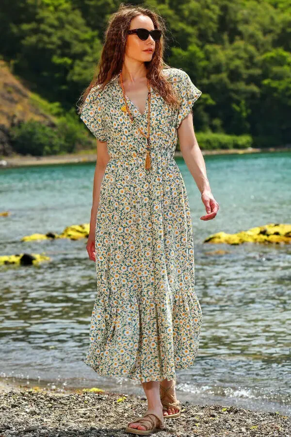 Mint Floral Wrap Maxi Dress - 1