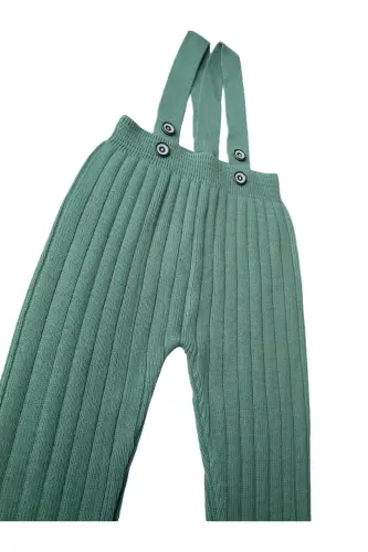 Mint Knitted Baby & Toddler Suspender Overalls with Buttons - ASYA BEBE (1)