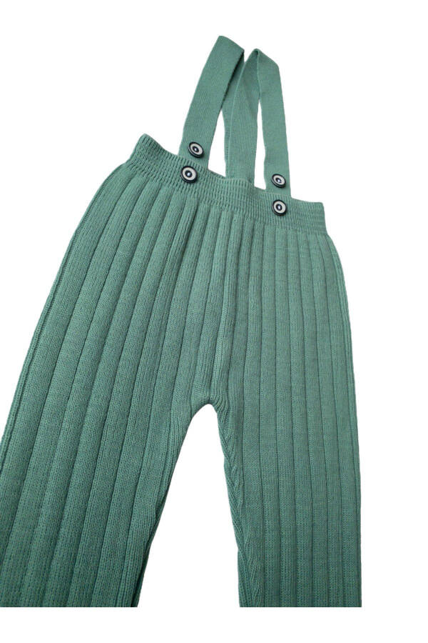 Mint Knitted Baby & Toddler Suspender Overalls with Buttons - 6