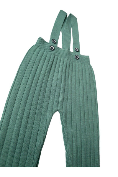 Mint Knitted Baby & Toddler Suspender Overalls with Buttons - 2