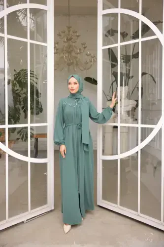 Mint Robali Boncuklu Ferace Nsr5016-Mint - NISSRA (1)