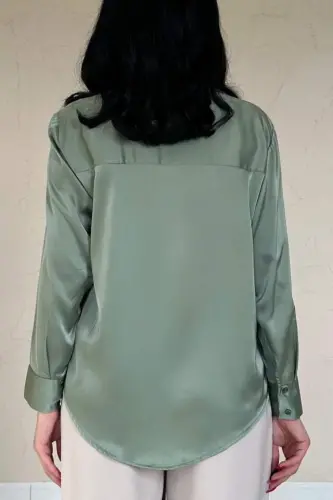 Mint Satin Shirt - 4