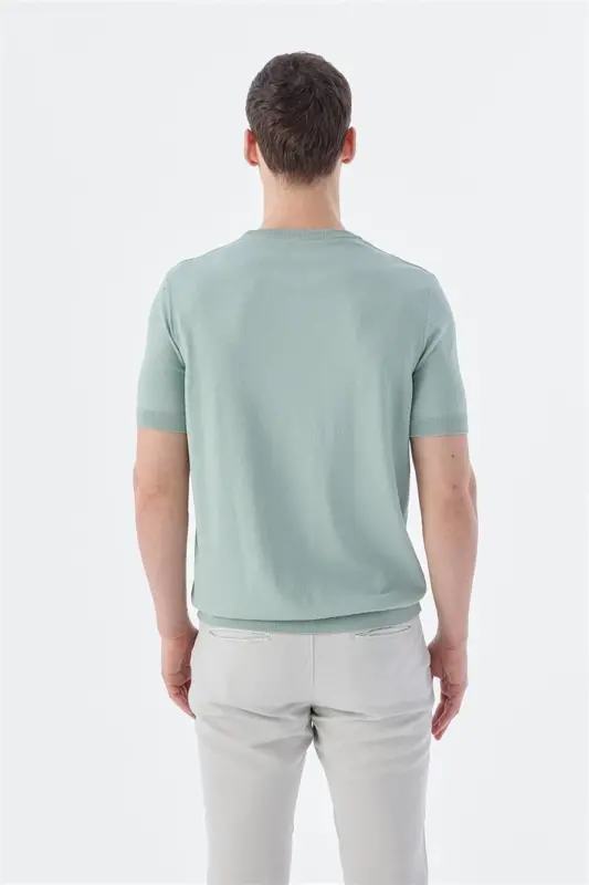 Mint Slim Fit Crew Neck Knit T-Shirt - 4