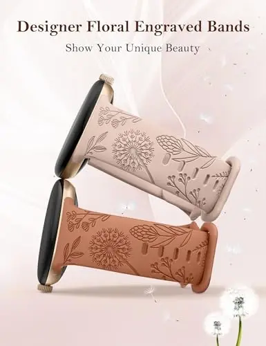 Minyee 2 dona gul naqshli tasmalar Google Pixel Watch 3 41mm/2/1 Band Women bilan mos keladi, yoqimli yumshoq silikon gulli sport tasmalar - 2