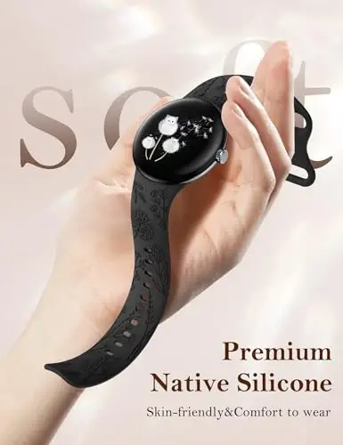 Minyee 2 dona gul naqshli tasmalar Google Pixel Watch 3 41mm/2/1 tasmali ayollar uchun mos, yoqimli yumshoq silikon gul sport tasmalar - 3