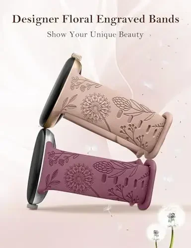 Minyee 2 dona gul naqshli tasmalar Google Pixel Watch 3 41mm/2/1 tasmali ayollar uchun mos, yoqimli yumshoq silikon gul sport tasmalar - 2