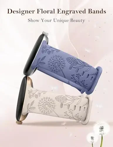 Minyee 2 ta Floral Engraved Bands Google Pixel Watch 3/4 bilan mos keladi, ayollar uchun yoqimli yumshoq silikon gul sportli bezakli tasmalar. - Minyee (1)