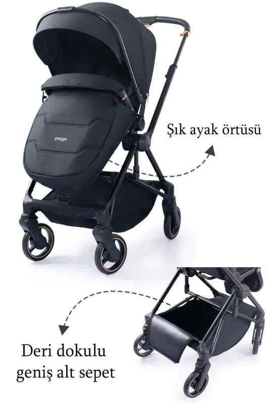 Mios Premium Koldan Çift Yönlü Travel Sistem Bebek Arabası Siyah 2099-siyah - 6