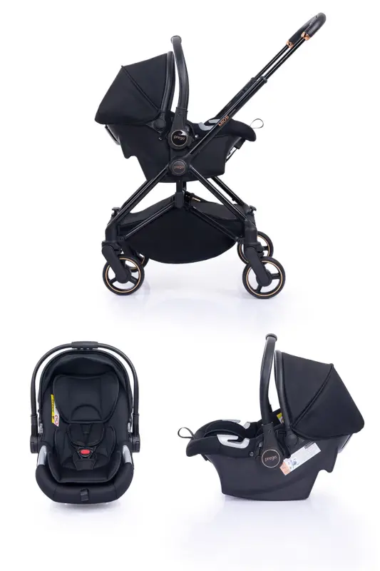 Mios Premium Qo'lda Ikki Yo'nalishli Travel System Bolalar Aravachasi Qora 2099-qora - 8