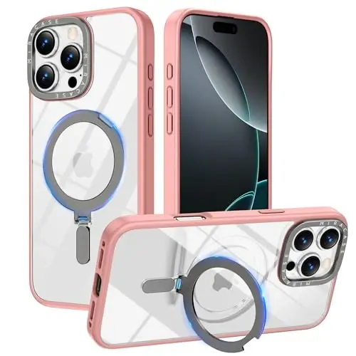 Miracase 2024 Magnetic for iPhone 16 Pro Max Case with Stand 6.9'' [Compatible with MagSafe] Shockproof Phone Case for iPhone 16 ProMax with Flexible & Reliable Built-in Kickstand, Light Pink - 1