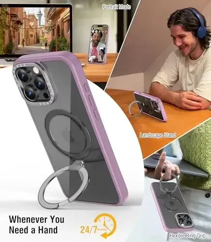 Miracase 2024 Magnetic for iPhone 16 Pro Max Case with Stand 6.9'' [Compatible with MagSafe] Gaming Phone Case for 16 ProMax Finger Sleeves with Built-in Kickstand, Light Purple - MIRACASE (1)
