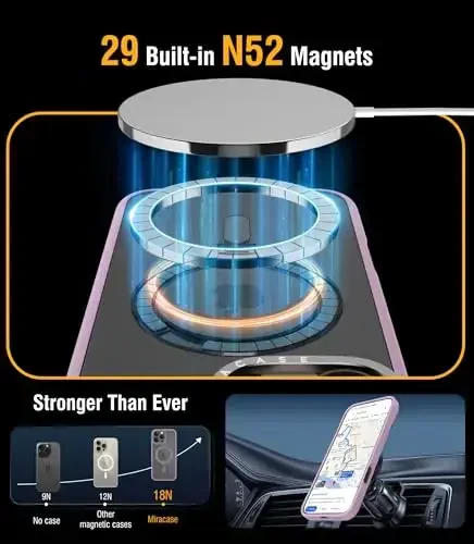 Miracase 2024 Magnetic for iPhone 16 Pro Max Case with Stand 6.9'' [Compatible with MagSafe] Gaming Phone Case for 16 ProMax Finger Sleeves with Built-in Kickstand, Light Purple - 3