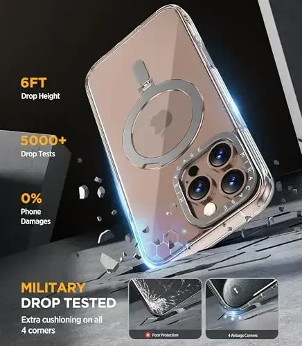 Miracase 2024 Magnetic for iPhone 16 Pro Max Case with Stand 6.9'' [Compatible with MagSafe] Shockproof Phone Case for iPhone 16 ProMax with Flexible & Reliable Built-in Kickstand, Clear - 6