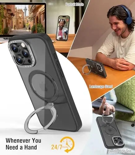 Miracase 2024 Magnetic for iPhone 16 Pro Max Case with Stand 6.9'' [Compatible with MagSafe] Shockproof Phone Case for iPhone 16 ProMax with Flexible & Reliable Built-in Kickstand, Black - MIRACASE (1)