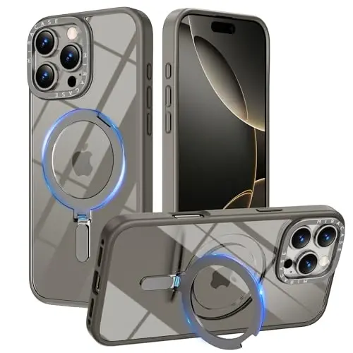 Miracase 2024 Magnetic for iPhone 16 Pro Max Case with Stand 6.9'' [Compatible with MagSafe] Shockproof Phone Case for iPhone 16 ProMax with Flexible & Reliable Built-in Kickstand, Natural Titanium - 1