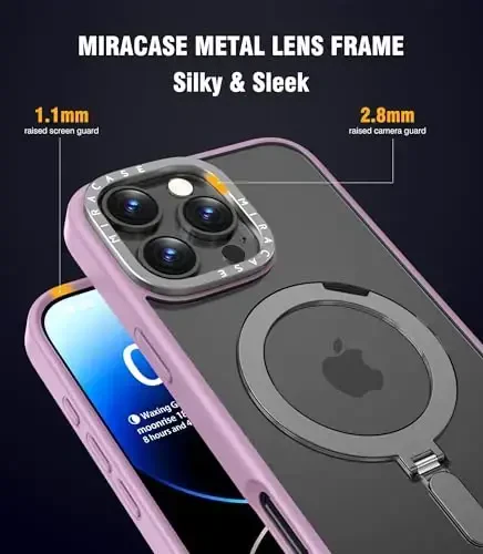 Miracase 2024 Magnetic for iPhone 16 Pro Max Case with Stand 6.9'' [Compatible with MagSafe] Gaming Phone Case for 16 ProMax Finger Sleeves with Built-in Kickstand, Light Purple - 5