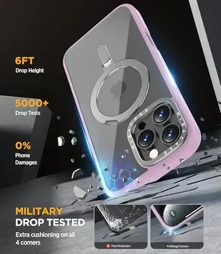 Miracase 2024 Magnetic for iPhone 16 Pro Max Case with Stand 6.9'' [Compatible with MagSafe] Gaming Phone Case for 16 ProMax Finger Sleeves with Built-in Kickstand, Light Purple - 6