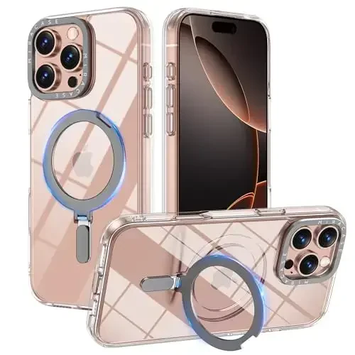 Miracase 2024 Magnetic for iPhone 16 Pro Max Case with Stand 6.9'' [Compatible with MagSafe] Shockproof Phone Case for iPhone 16 ProMax with Flexible & Reliable Built-in Kickstand, Clear - MIRACASE