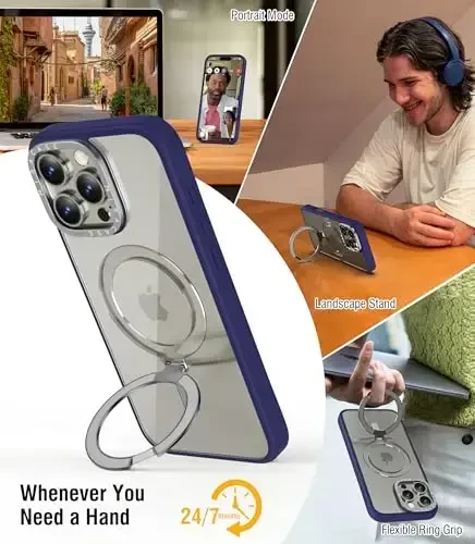 Miracase 2024 Magnetic for iPhone 16 Pro Max Case with Stand 6.9'' [Compatible with MagSafe] Shockproof Phone Case for iPhone 16 ProMax with Flexible & Reliable Built-in Kickstand, Deep Blue - MIRACASE (1)