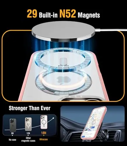 Miracase 2024 Magnetic for iPhone 16 Pro Max Case with Stand 6.9'' [Compatible with MagSafe] Shockproof Phone Case for iPhone 16 ProMax with Flexible & Reliable Built-in Kickstand, Light Pink - 3