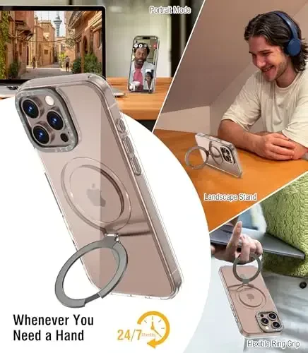 Miracase 2024 Magnetic for iPhone 16 Pro Max Case with Stand 6.9'' [MagSafe bilan mos] iPhone 16 ProMax uchun zarbaga chidamli telefon qutisi, moslashuvchan va ishonchli o'rnatilgan tayanch, shaffof - 2