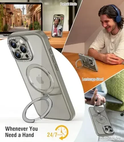 Miracase 2024 Magnetic for iPhone 16 Pro Max Case with Stand 6.9'' [MagSafe bilan mos] iPhone 16 ProMax uchun zarbaga chidamli telefon qutisi, moslashuvchan va ishonchli o'rnatilgan tirgak, tabiiy titan - 2