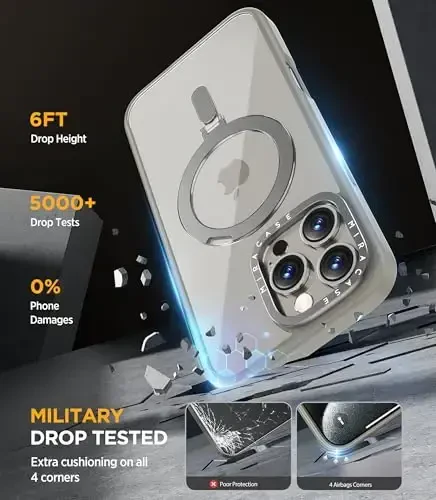 Miracase 2024 Magnetic for iPhone 16 Pro Max Case with Stand 6.9'' [MagSafe bilan mos] iPhone 16 ProMax uchun zarbaga chidamli telefon qutisi, moslashuvchan va ishonchli o'rnatilgan tirgak, tabiiy titan - 6