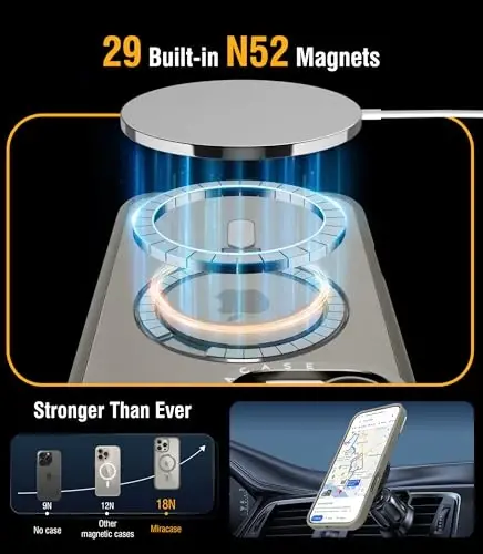 Miracase 2024 Magnetic for iPhone 16 Pro Max Case with Stand 6.9'' [MagSafe bilan mos] iPhone 16 ProMax uchun zarbaga chidamli telefon qutisi, moslashuvchan va ishonchli o'rnatilgan tirgak, tabiiy titan - 3