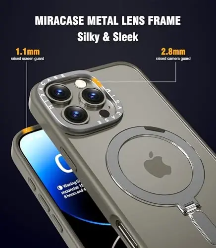 Miracase 2024 Magnetic for iPhone 16 Pro Max Case with Stand 6.9'' [MagSafe bilan mos] iPhone 16 ProMax uchun zarbaga chidamli telefon qutisi, moslashuvchan va ishonchli o'rnatilgan tirgak, tabiiy titan - 5
