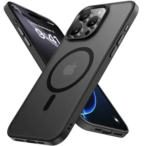 Miracase 2025 Upgraded Magnetic for iPhone 16 Pro Max Case, [Compatible with MagSafe] [Military-Grade Protection], Anti-Fingerprint, Slim Case for 16 Pro Max 6.9 inch with Screen Protector- Black - 1