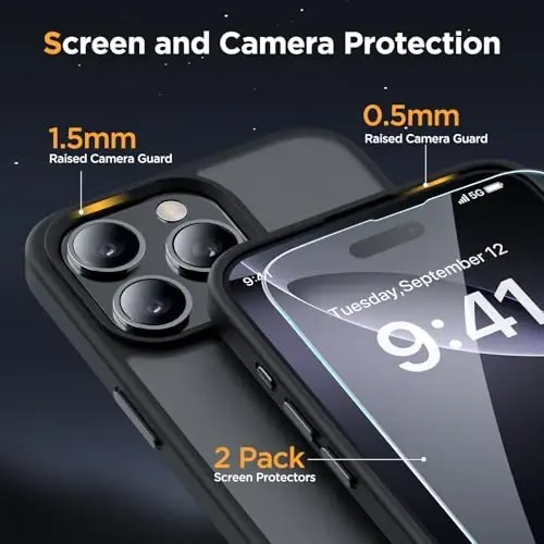 Miracase 2025 Upgraded Magnetic for iPhone 16 Pro Max Case, [Compatible with MagSafe] [Military-Grade Protection], Anti-Fingerprint, Slim Case for 16 Pro Max 6.9 inch with Screen Protector- Black - 5
