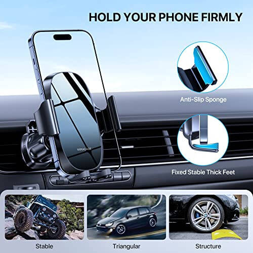 Miracase 2nd Generation Car Phone Holder, Air Vent Phone Holder for Cars 360° Rotation, Universal Mobile Phone Mount Automobile Cradles for Vent Van iPhone 14 Pro Max 13 12 11 Samsung - 2