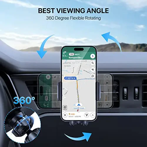 Miracase 2nd Generation Car Phone Holder, Air Vent Phone Holder for Cars 360° Rotation, Universal Mobile Phone Mount Automobile Cradles for Vent Van iPhone 14 Pro Max 13 12 11 Samsung - 6